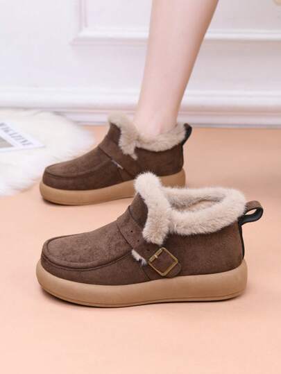 冬季新款加厚绒面保暖时尚百搭套脚踝靴，舒适休闲软底靴，妈妈们的理想之选