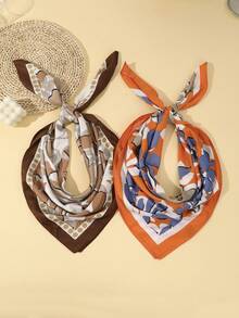 1 buc Eșarfă Retro cu Flori și Buline, Eșarfă La Modă pentru Cap, Accesoriu de Păr, Îmbunătățitor Versatil pentru O Ținută Călduroasă de Zi cu Zi - Multicolor - Vizualizare 4