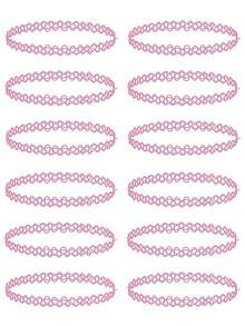 12pcs Women Braided Fishing Line Tattoo Vintage Choker Necklace Set - Multicolor - View 17