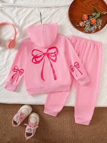 Conjunto de sudadera con capucha y pantalón jogger con estampado de mariposa para niña, conjunto informal para la escuela y juegos al aire libre, primavera/otoño/invierno