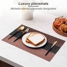 Washable Vinyl Placemats Set Of 4 For Indoor/Outdoor Use - I-brown Black - View 4