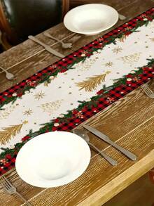 1pc Christmas Nutcracker Table Runner, Christmas Decor Table Runner, Christmas Linen-Like Table Runner, Table Runner, Table Runner, 1pc Table Runner, 4pcs Placemats, 1pc Cushion Cover, 3 Products Available, Seasonal Home Decor Indoor/Outdoor Party Supplies, Winter Home Decor, Christmas Decoration, Christmas Room Decor, Christmas Party Decoration - Multicolor - View 3