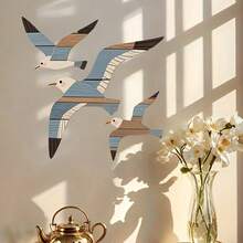 3pcs Classic Wooden Seagull Wall Decor, Nautical Style Coastal Bird Art, Reusable Vintage Beach Hanging Ornaments - Suitable For Bathroom, Country Villa, Farmhouse, Christmas, Thanksgiving. Wooden Wall Art Decor For Home, Cabin, Cafe, Yoga Studio - Indoor Bedroom, Living Room, Office And Outdoor Garden Patio, Gifts, Garden Wall Decor