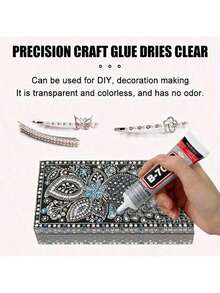 B7000 Rhinestones Glue For Crafts, 3ML Clear B-7000 Super Jewelry Glue Transparent Industrial Adhesive For Fabric Phone Repair Jewelry Making Crystal Gem Tac Nail Art Stone Wood Glass
