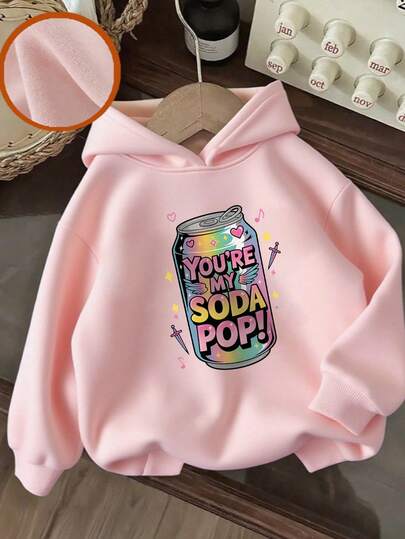 1 st. Tween Girl Casual Printed Pullover Sweatshirt, Termofodrad, Långärmad, Höst/Vinter Student/Ungdomskläder