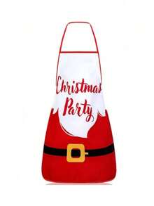 一套5件圣诞围裙，红色圣诞老人系列围裙套装，适合烹饪、炒菜、美发和烧烤用途，适合家人、朋友、情侣和圣诞派对装饰 - 彩色 - 查看 6