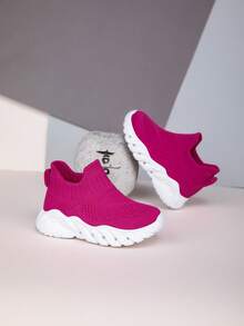 1 双透气婴儿一脚蹬鞋，软底轻便儿童休闲运动鞋 - 玫紅色 - 查看 5