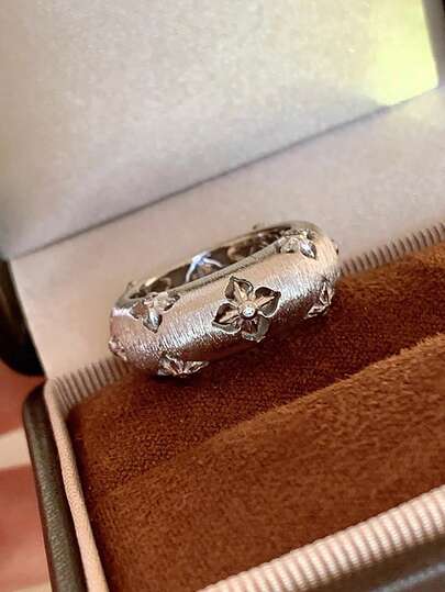 خاتم أربع أوراق مفتوح بطراز صيني قديم مرصع بالماس، أنيق ومتعدد الاستخدامات مناسب للنساء للاستخدام اليومي والمناسبات والحفلات، هدية للصديقة/الصديقة المقربة (يتم الشحن بدون علبة)