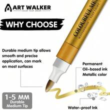 1pc Metallic Highlighter Marker Pen, Soft Tip, Layerable Color, Model Painting, Coloring, Graffiti Pen - Glitter Marker - View 5