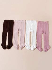 4 件装女婴加大码简约大裆紧身裤，适合 0-3 岁婴儿 - 彩色 - 查看 11