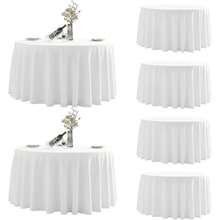 Round Tablecloth,6 Pack 120inch Stain And Wrinkle Resistant Polyester Table Cloth,Decorative Fabric Table Cover For Kitchen,Dinning,Party,Wedding RoundWhite - Multicolor 753 - View 1