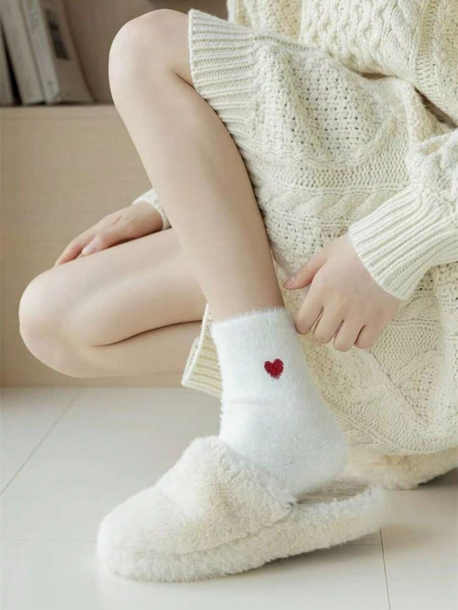1/5 Vớ lông chồn trắng hình trái tim đôi cho nữ và bé gái, vớ giữ nhiệt mùa đông dày dặn, vớ mùa đông dày đến bắp chân, vớ trắng dài đến bắp chân, vớ ngủ lông chồn in hình trái tim, vớ trắng mùa thu/đông. - Nhiều màu - Xem 1