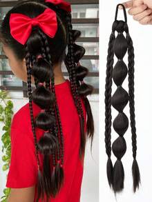1 Pack Synthetic New Chinese Lantern Bubble Ponytail For Girls, Kids, Sweet And Cool Long Braid Lantern Boxing High Ponytail - Multicolor - View 11