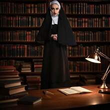 Colorful House Women Nun Costume Set Adult Traditional Nun Outfit Dress Halloween Cosplay Costume{"Size_name":"Large","Color_name":"ProfessionalWithZipper"} - 專業拉鍊 - 查看 8