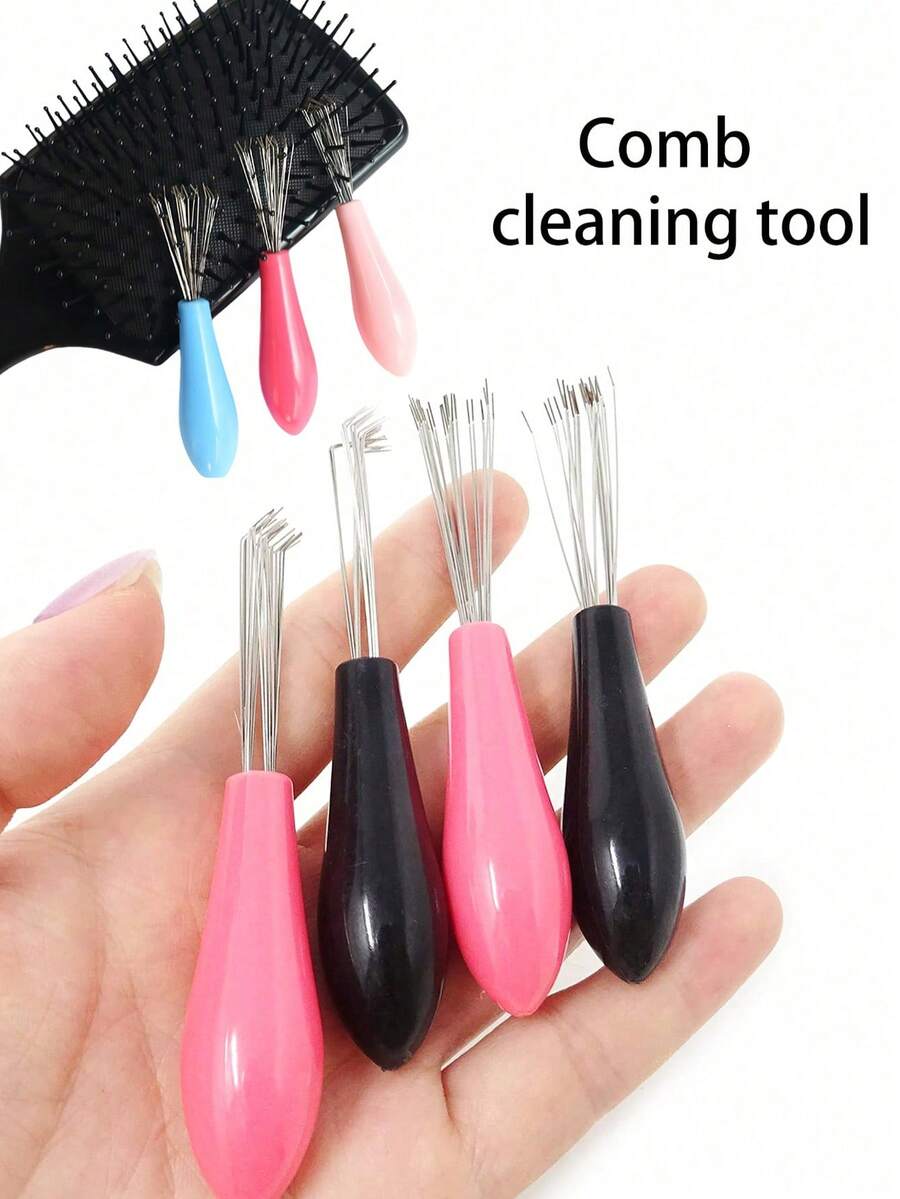 A Pink Stainless Steel Comb Cleaner, Curly Hair Comb Cleaning Claw, Hair Cleaning Tool, Comb Hair Remover, Cleaning Product For Home Salon Use Hair Brush, Comb, Hair Tools, Hair Products And Accessories For Barber Salon Beauty Travel Essentials, Back To School, Travel Holiday Essentials, Hair Accessories For Women, Brush, Hair Brushes, Hair Brush, Detangling Brush, Hair Brush, Wooden Comb, Hair Brush, Mini Hair Brush, Detangling Brush, Hair Brushes, Curly Hair Brush, Hairdressing Equipment,Hair Tools,Hair Items,Travel Essential,Barber,Hairstylist,Barber Accessories,Valentine's Day,Hair Supplies,Hair Stylist,Barbershop,Salon,Vacation Essentials,Hair Products,Barbershop,Valentine's Gift,Travel Essentials For Women,Hair Stylist Tools - Multicolor - View 1