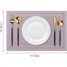 Washable Vinyl Placemats Set Of 4 For Indoor/Outdoor Use - H-simple Style-deep Gray - View 7