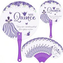 D25 Quinceanera Party Favors For Guests Quinceanera Hand Fans Bulk Christmas Plastic Handheld Fans Mis Quince Gift For Girls Sweet 15 Birthday Party Decor Gift Adults Souvenirs Purple - Màu tím - Xem 1