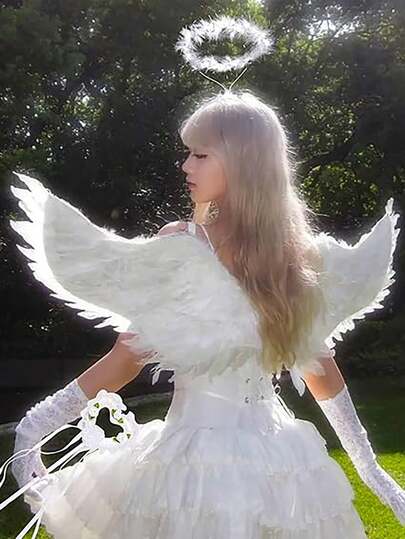 1PC Christmas Angel Wings Feather Wings With Elastic Straps Cosplay Wings For Costume Party