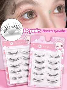 MAGEFY 5/10/12 paia di ciglia naturali, sensibili all'aria, ciglia corte, ciglia finte dall'aspetto naturale, 48 pezzi di ciglia inferiori opzionali, ciglia sfilacciate, ciglia finte da 11 mm, ciglia piccole, radici trasparenti, ciglia dall'energia spirituale, sincronizzate per l'acquisto e l'uso