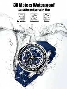 REWARD Men's Quartz Watch Business Fashion Style Calendar Luminous Hands Multifunction Wristwatch High Quality Gift Classic Design Silicone - Blue - View 11