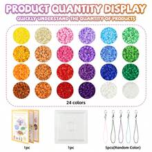 10,000 件保险丝珠套件，24 色盒装，各种图案参考说明，钥匙扣环，方形钉板，生日、毕业典礼、情人节、万圣节派对礼物，2.6 毫米多色保险丝珠补充包