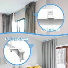 Ceiling Curtain Track, 12 Ft Black Flexible Bendable Curved Curtain Rail Wall Mount Sliding Ceiling Track System Set Bay Window, Room Divider - White + 8 Ft - View 4