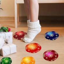 Christmas Colored Ball Floor Sticker Decoration, Christmas Wall Sticker, Snowflake Colored Ball Pattern Living Room, Bedroom, Bathroom Floor Sticker, Waterproof, Anti Slip Self-Adhesive Detachable, PVC Decorative Floor Sticker, Home Decoration