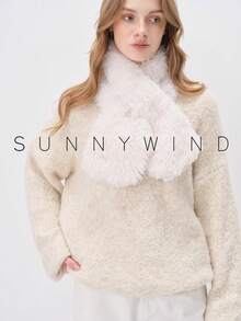1pc Women's Solid Color Polyester Simple Soft Warm Scarf, For Daily Use - Milky White - View 8