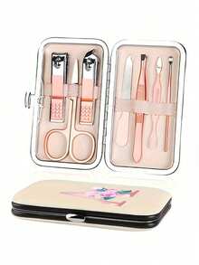 Bộ dụng cụ làm móng du lịch 7 món in họa tiết hoa và chữ cái, chữ A-Y màu hồng, hộp đựng dụng cụ chăm sóc móng dung tích lớn, bao gồm các dụng cụ bằng thép không gỉ, kìm cắt móng siêu sắc bén chống thấm nước, hộp đựng kìm cắt móng thiết kế cổ điển, thích hợp cho việc làm đẹp di động, du lịch, dã ngoại, trường nội trú và sử dụng tại nhà. - Nhiều màu - Xem 5