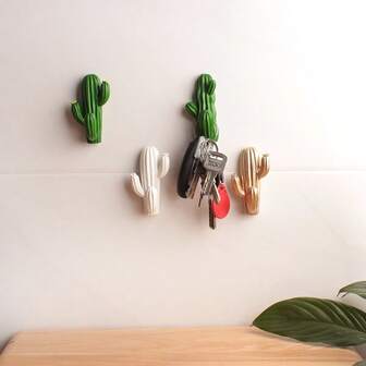 1 pieza Gancho de Cactus - Ganchos adhesivos de resina para puerta, pared y cocina (sin clavos, ganchos adhesivos resistentes para llavtalla grandey más)