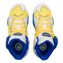 Under Armour 男士篮球鞋，Flow 缓震，弹性轻便，CURRY Spawn Flotro 男士运动鞋，建议订购大 0.5 码，抓地力更强，3026640-100 - 白/黃/藍 - 查看 4