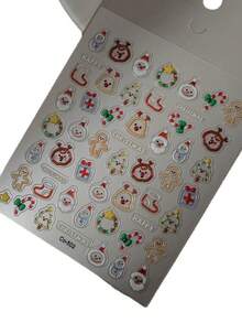 1件 2025新款圣诞美甲贴纸 卡通圣诞老人美甲用品 美甲贴花 DIY雪花圣诞麋鹿美甲配件 - 彩色 - 查看 5