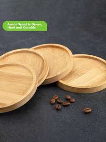 6PCS Bamboo Coasters With Holder - Multipurpose Cup Mats For Large Glasses, Goblets, Coffee Mugs, Succulent & Plant Mats, Natural Wood Drink Coasters For Home Kitchen Bar Decor