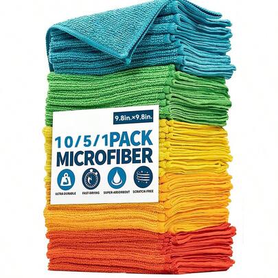 Bộ 10/5/1 Miếng/Bộ Miếng Bọt Biển Vệ Sinh Gia Dụng Bằng Sợi Microfiber 9.8" Nhiều Màu Sắc - Màu Ngẫu Nhiên. Hoàn hảo cho việc vệ sinh nhà bếp, phòng tắm, dọn dẹp nhà cửa, khăn lau khách sạn và vệ sinh ký túc xá trường học. Nhà cung cấp đồ nội thất uy tín. Hoàn hảo cho dụng cụ vệ sinh tiệc tùng, khăn lau Halloween, Giáng sinh và tiệc năm mới. Một món quà hoặc kỷ niệm thiết thực và đặc biệt.