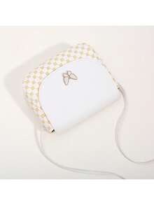 迷你蝴蝶印花装饰金属斜挎包 - 白色 - 查看 6