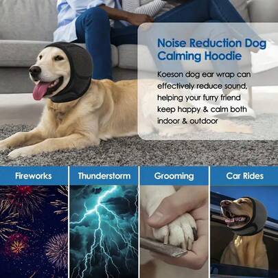 1 件宠物降噪耳罩 - 狗耳朵听力保护耳罩，适用于各种场景，涤纶宠物耳罩用于舒缓、修剪、洗澡/抗焦虑游泳设备和风暴/狗耳罩