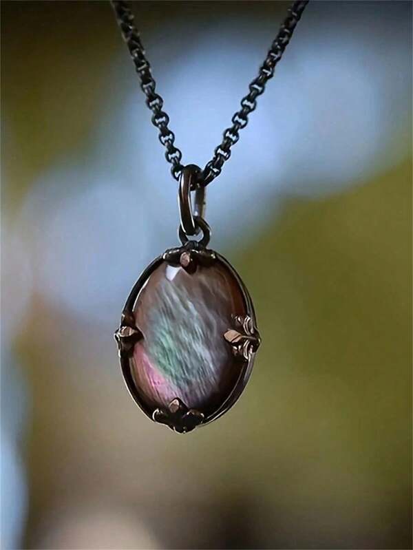 1pc Vintage Elegant Faux Moonstone Necklace, Suitable For Women's Party And Travel Wear