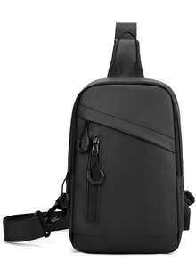 1 pièce Sac de poitrine en nylon pour hommes, avec sangle réglable, grande capacité surdimensionnée, résistant aux rayures et à l'usure, pour le trajet, les voyages, les vacances, l'extérieur, les essentiels de voyage, les accessoires de vélo, style minimaliste casual, couleur unie, cadeau pour petit ami, pour adolescents, pour étudiant