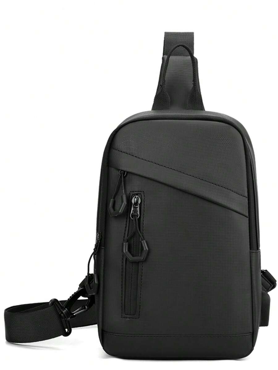 1 pièce Sac de poitrine en nylon pour hommes, avec sangle réglable, grande capacité surdimensionnée, résistant aux rayures et à l'usure, pour le trajet, les voyages, les vacances, l'extérieur, les essentiels de voyage, les accessoires de vélo, style minimaliste casual, couleur unie, cadeau pour petit ami, pour adolescents, pour étudiant