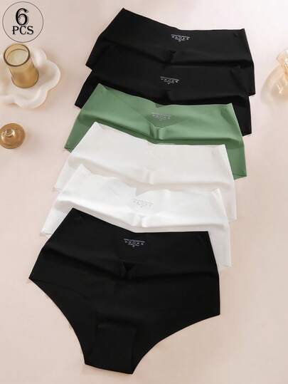 Aofeiqike 6 piezas de bragas de talle alto para mujer de talla grande, bragas de seda de hielo sin costuras, sexy y transpirables, ropa interior cómoda y suave tipo hipster