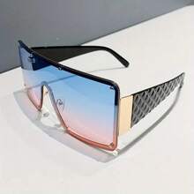 1 Pair Of Women's Metal Large Frame Fashion Glasses - Ultra-Wide Design, Lightweight And Durable Metal Frame, Comes With Fashionable Protective Driving And Street Accessories, Style Essential - B22 - Xem 9