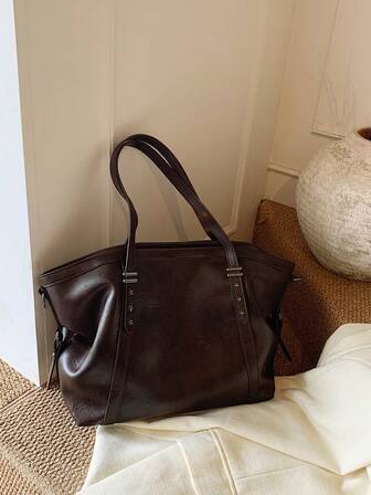 Retro High-End Capacity Women Tote Bag, New Arrival One Shoulder Handbag, Simple Commuter Underarm Bag