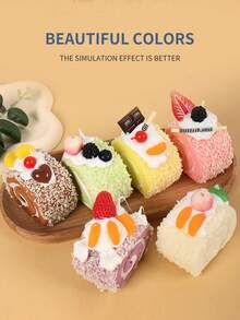 1pc Multi-Color PU Simulated Fruit Cream Cake, Sweet Style Cream Cake Model, Suitable For Dessert Shop Decoration, Display Cabinet Ornament, Photography Prop (Due To Different Manufacturing Processes, The Actual Product May Slightly Differ From The Picture, Which Is A Normal Phenomenon. Cautious Buyers Are Advised.) - Multicolor - View 2