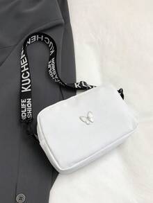 حقيبة رسول من النايلون بلون أحادي بسيط للبنات، مزينة بزخرفة فراشة جميلة، حقيبة مربعة صغيرة خفيفة الوزن متعددة الاستخدامات، محفظة نقود للأطفال، حزام كتف قابل للتعديل، سحاب للفتح والإغلاق، حقيبة كاجوال صغيرة، حقيبة تخزين للهاتف والمفاتيح، مناسبة للاستخدام اليومي والأنشطة الخارجية والتسوق والعطلات، هدية مناسبة للبنات والطالبات والصديقات والمراهقات