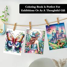 Dreamlike Butterfly Adult Coloring Book Set - 2 Books, 54 Pages Of Leisure And Entertainment Artistic Healing Patterns - Spiral Bound Painting Books, Containing 24 Unique Butterfly And Floral Designs - Valentine's Day, Christmas And Birthday Gifts, Suitable For Art Lovers, Back To School, Mother's Day, Gifts For Mom - 2pcs - View 10