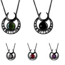Rrdaily Gothic Moon Crystal Necklace Punk Style Moon Pendant Necklaces Vintage Black Crescent Necklace Dark Gothic Necklaces Costume Jewelry New Year Jewelry For Women{Inchcolor_nameinch:InchGreen2inch} - Green2 - 查看 4