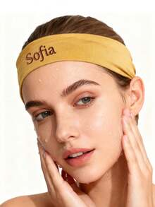 1件定制刺绣发带，可定制文字/姓名，弹性瑜伽发带，适合面部清洁、化妆、美容、瑜伽等活动，女士发饰，情人节/圣诞节礼物，个性化礼物，是送给朋友和家人的理想礼物，适合居家、聚会、团体活动以及作为女士发饰。 - 彩色 - 查看 6