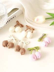 2pcs/6pcs Set Handmade Knitted Tulip Flower Hair Clips, Ribbon Hair Accessories, Fashion Versatile Side Bangs Hairpins, Women Autumn/Winter Hair Decor, Hair Slide, Hair Barrettes