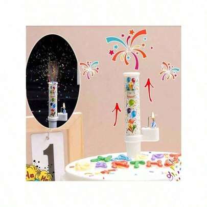 1件装音乐蜡烛和会唱歌的花艺喷雾道具，惊喜蛋糕装饰，提升派对氛围