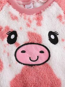 3pcs Set: Fashionable Cute Embroidered Sleeveless Jacket, Embroidered Sweatshirt, And Ankle Length Pants - Multicolor - View 4